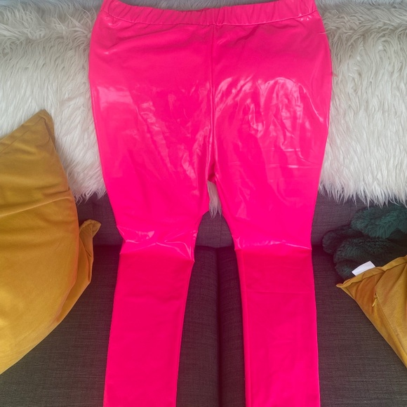 Pink Vegan Leather Pants - Picture 1 of 2